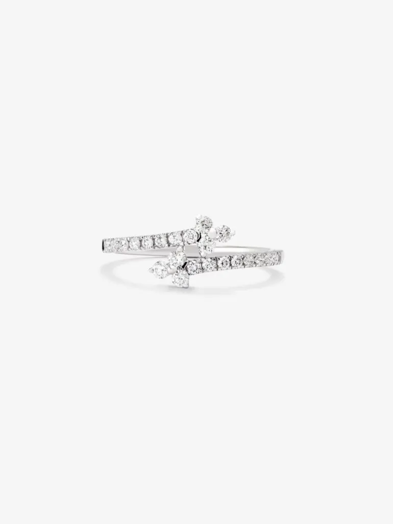 Anillo tú y yo de oro blanco de 18K con 22 diamantes en talla brillante con un total de 0,17 cts