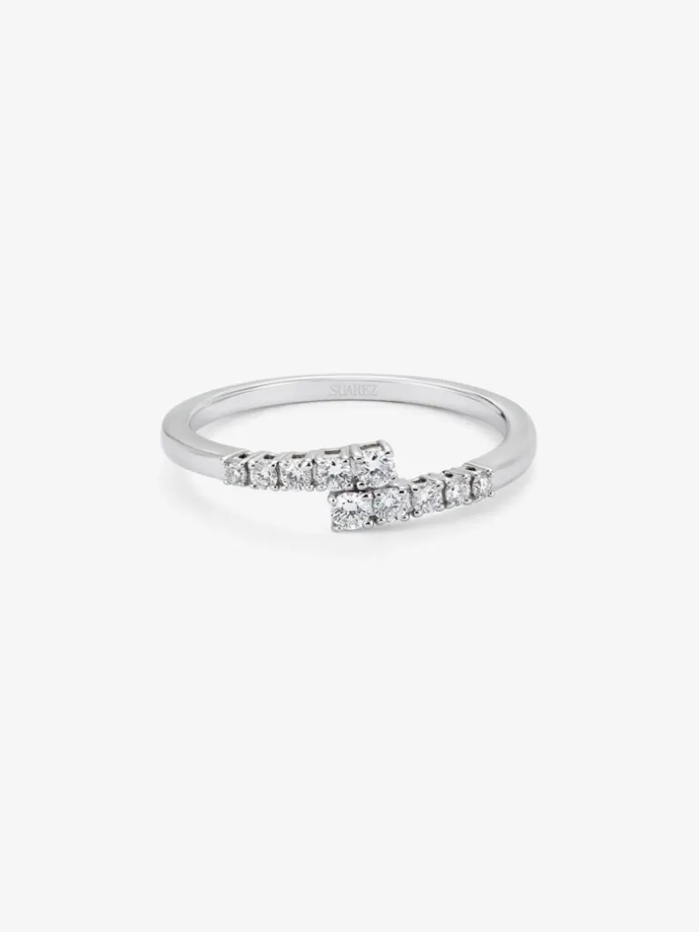 Anillo tú y yo de oro blanco de 18K con 10 diamantes en talla brillante con un total de 0,2 cts