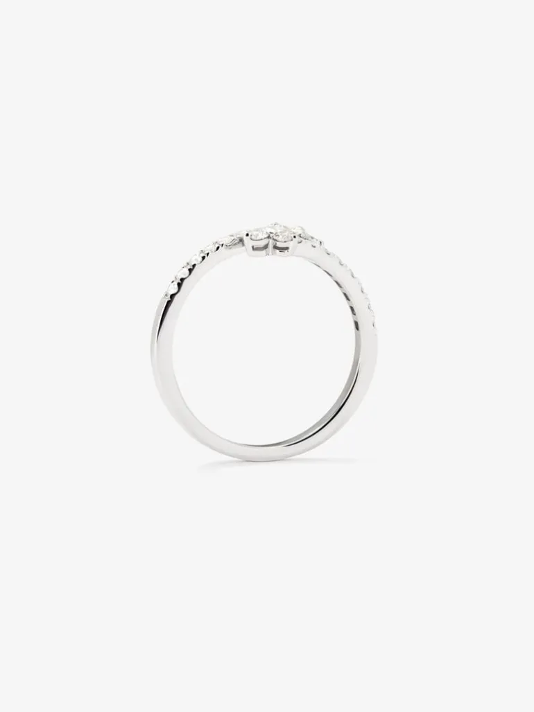 Anillo tú y yo de oro blanco de 18K con 22 diamantes en talla brillante con un total de 0,17 cts