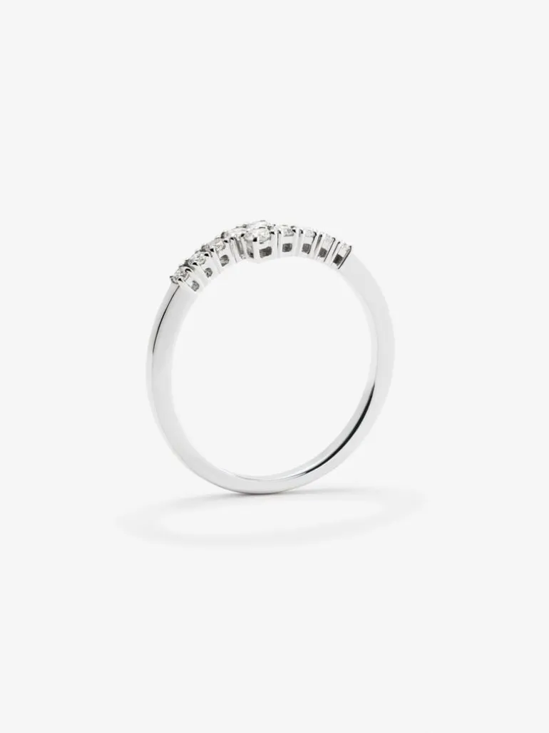 Anillo tú y yo de oro blanco de 18K con 10 diamantes en talla brillante con un total de 0,2 cts
