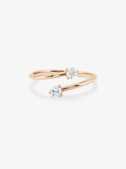 Anillo tú y yo de oro rosa de 18K con 2 diamantes en talla brillante con un total de 0,26 cts