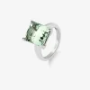 Anillo tipo cocktail de plata 925 con amatista verde en talla octogonal