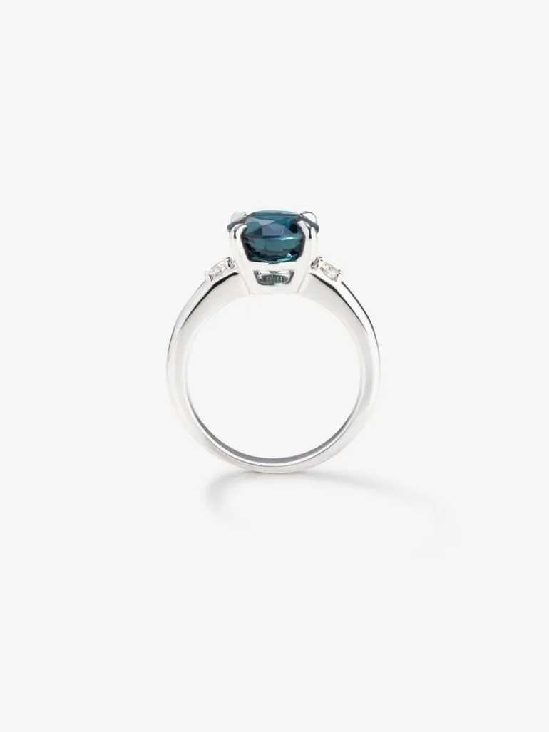 Anillo tresillo de plata 925 con topacio y diamantes