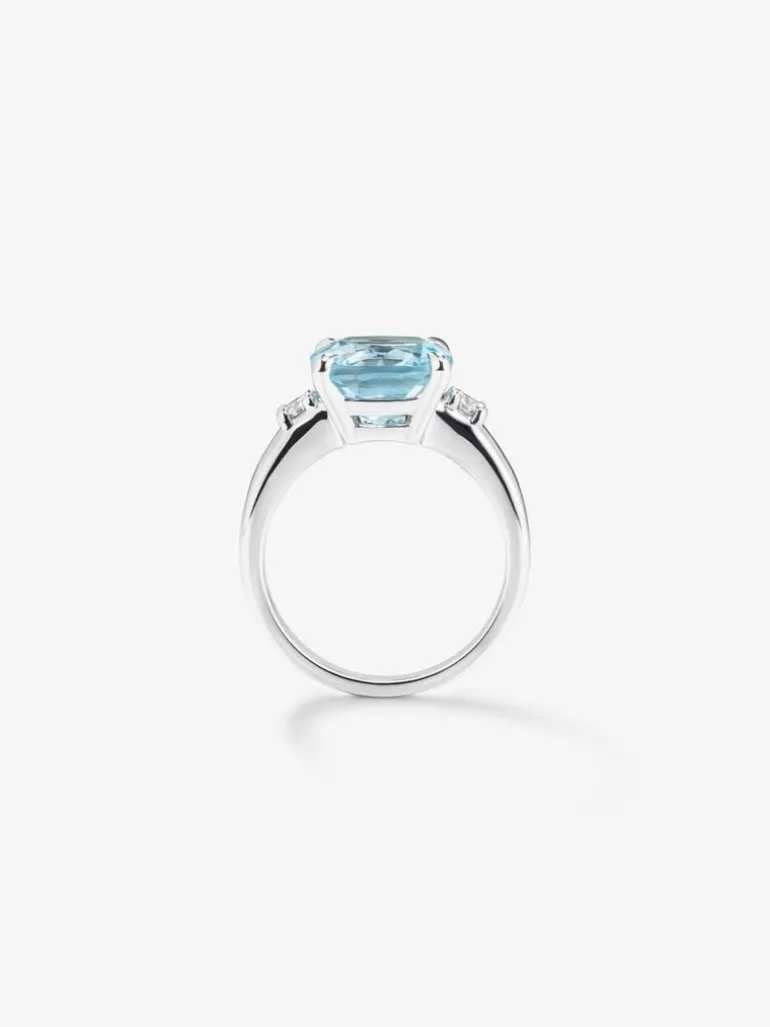 Anillo tresillo de plata 925 con topacio y diamantes
