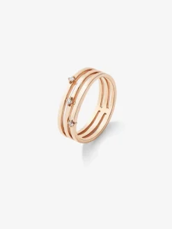 Anillo triple brazo de oro rosa de 18K con diamantes