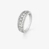 Anillo triple de oro blanco de 18K con 45 diamantes en talla brillante con un total de 0,93 cts