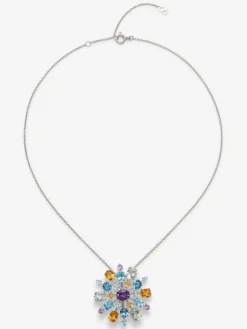 Broche de plata 925 con amatistas, topacios y cuarzos citrinos