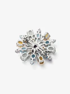 Broche de plata 925 con amatistas, topacios y cuarzos citrinos