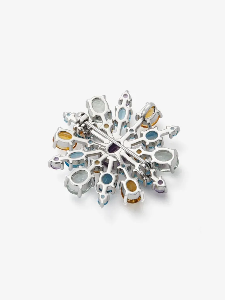 Broche de plata 925 con amatistas, topacios y cuarzos citrinos