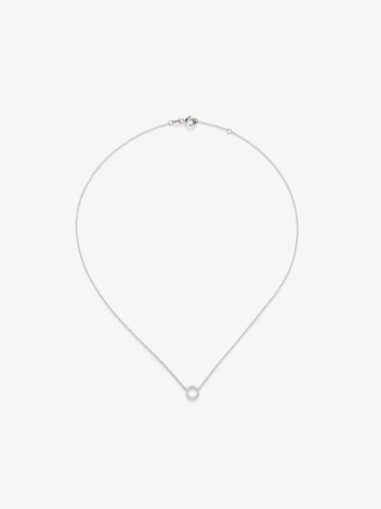 Colgante cadena círculo de oro blanco de 18K y diamantes
