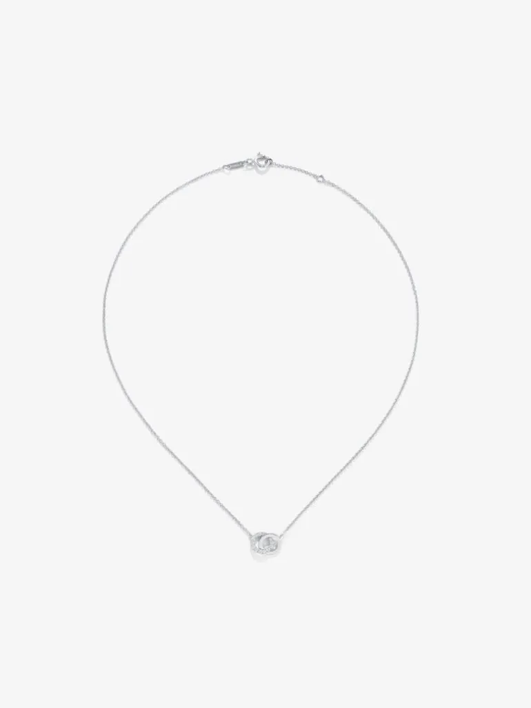 Colgante cadena círculos de oro blanco de 18K y diamantes