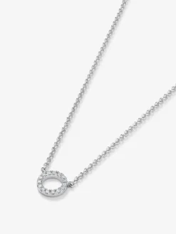 Colgante cadena círculo de oro blanco de 18K y diamantes