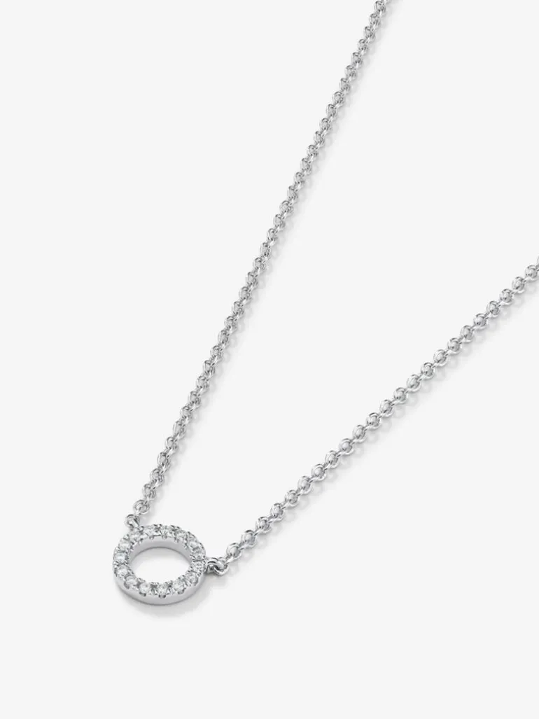 Colgante cadena círculo de oro blanco de 18K y diamantes