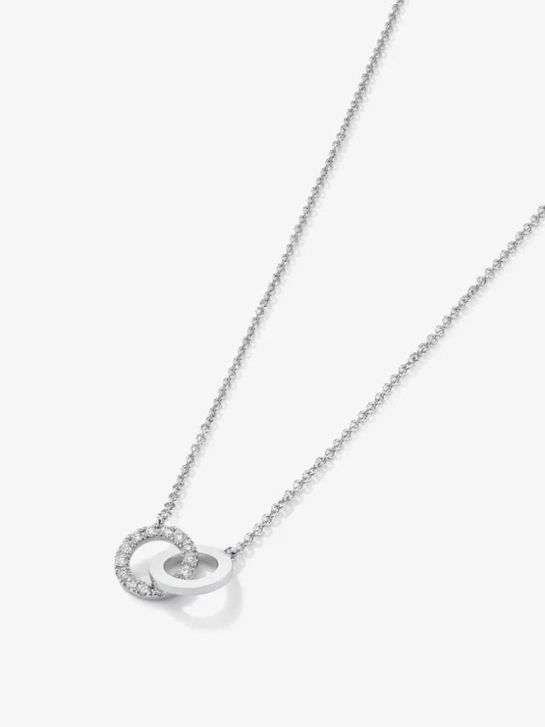 Colgante cadena círculos de oro blanco de 18K y diamantes