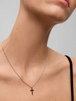 Colgante cadena con cruz fino de plata 925 con espinelas