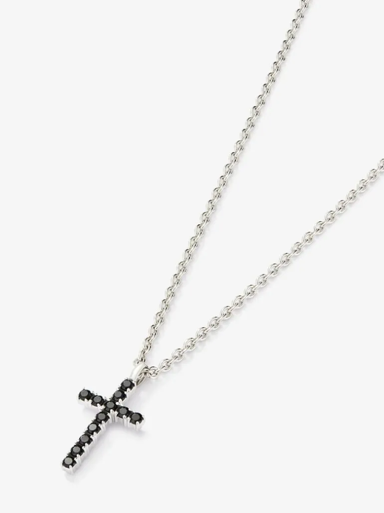 Colgante cadena con cruz fino de plata 925 con espinelas
