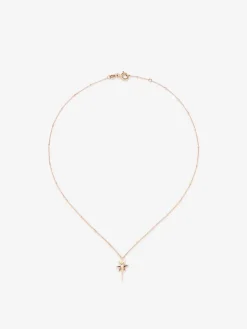 Colgante cadena con estrella de oro rosa de 18K con diamante
