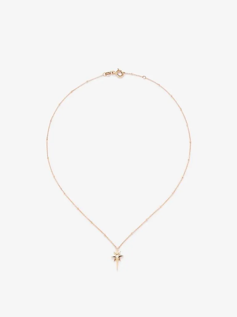 Colgante cadena con estrella de oro rosa de 18K con diamante