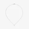 Colgante cadena con inicial peque&ntilde;a de oro blanco de 18K y diamantes