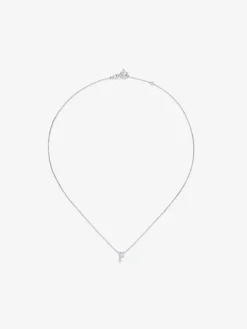Colgante cadena con inicial pequeña de oro blanco de 18K y diamantes