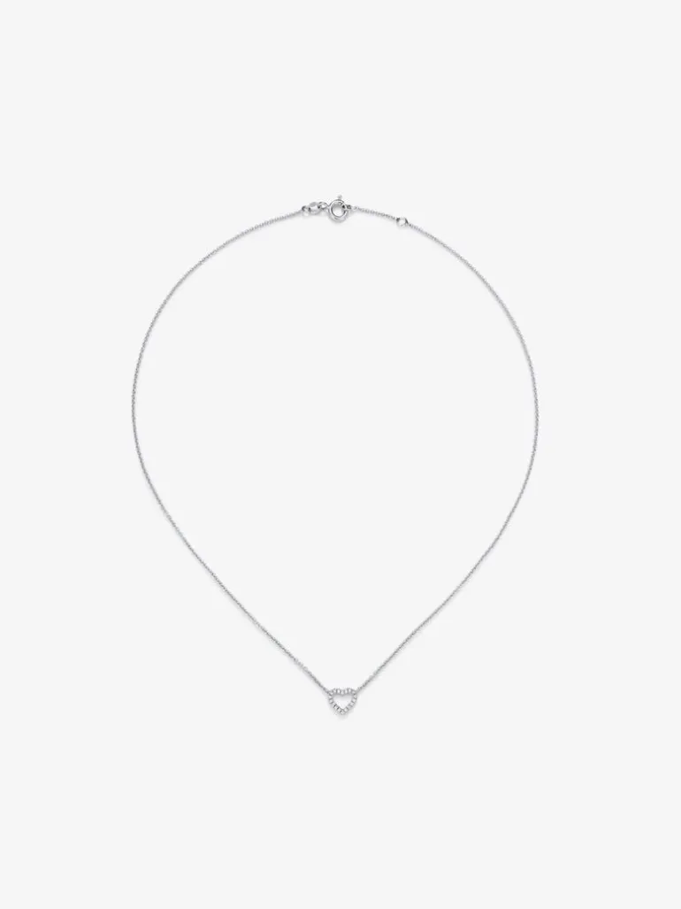 Colgante cadena corazón de oro blanco de 18K y diamantes
