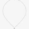 Colgante cadena cruz de oro blanco de 18K con diamantes