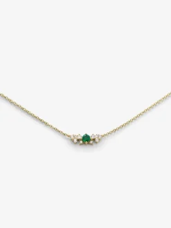 Colgante cadena de oro amarillo de 18K con esmeralda y diamantes