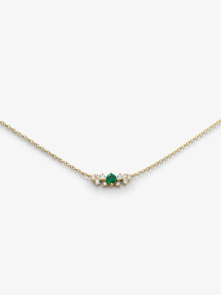 Colgante cadena de oro amarillo de 18K con esmeralda y diamantes