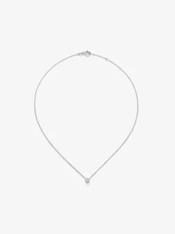 Colgante cadena de oro blanco de 18K con diamante solitario