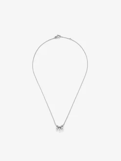 Colgante cadena de oro blanco de 18k con tres perlas Akoya y diamantes