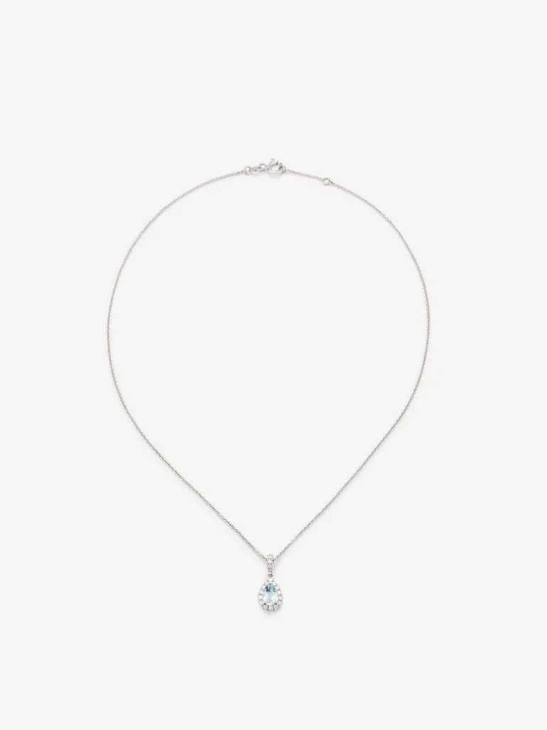 Colgante cadena de oro blanco de 18K con topacio