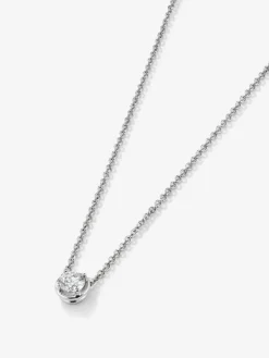 Colgante cadena de oro blanco de 18K con diamante solitario