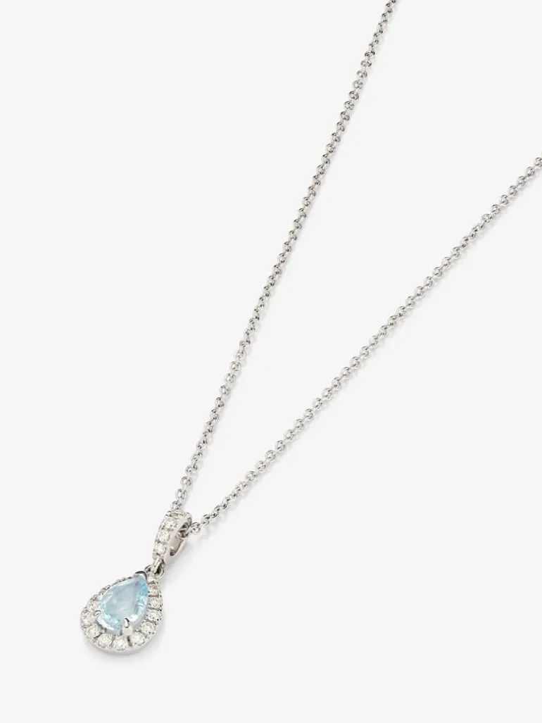 Colgante cadena de oro blanco de 18K con topacio