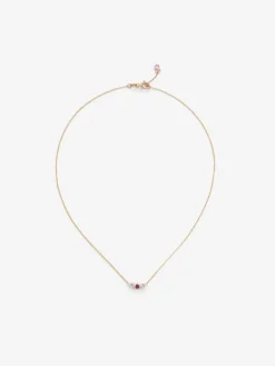 Colgante cadena de oro rosa de 18K con rubí y diamantes