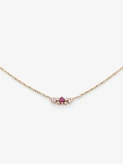 Colgante cadena de oro rosa de 18K con rubí y diamantes