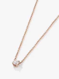 Colgante cadena de oro rosa de 18K con diamante solitario