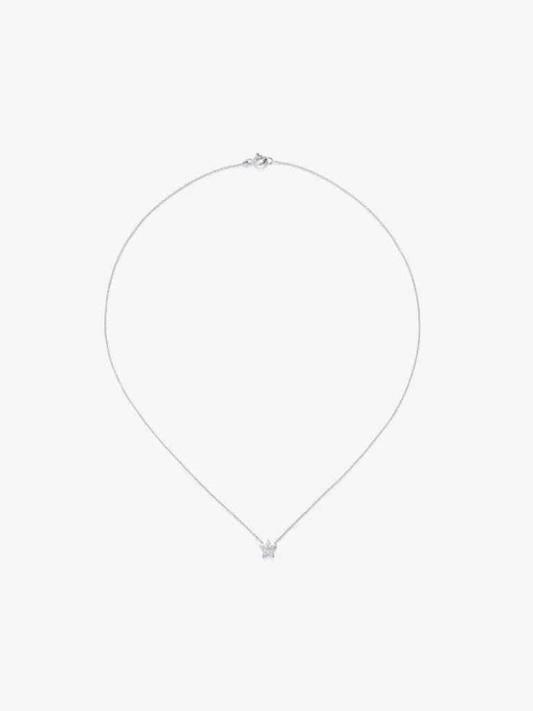 Colgante cadena estrella de oro blanco de 18K de diamantes en pavé