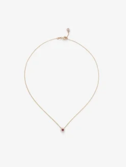 Colgante cadena flor de oro rosa de 18K con rubí y diamantes