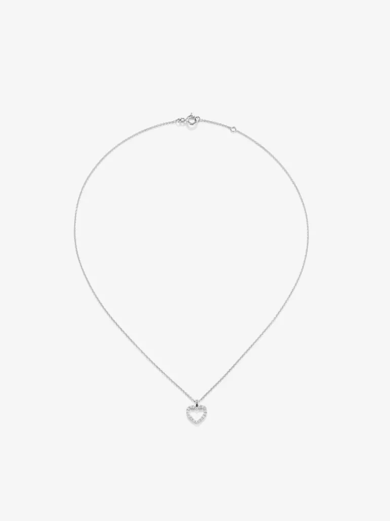 Colgante corazón de oro blanco de 18kt con diamantes de 0,22cts
