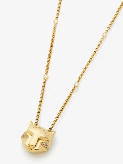 Colgante de oro amarillo de 18K con 29 diamantes en talla brillante con un total de 0,25 cts y forma de tigre