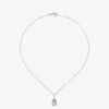 Colgante de oro blanco de 18K con morganita rosa en talla pera de 1,44 y 29 diamantes en talla brillante con un total de 0,19 cts