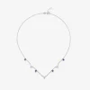 Colgante de oro blanco de 18K con 4 zafiros azules en talla brillante con un total de 0,85 cts y 9 diamantes en talla brillante con un total de 0,54 cts