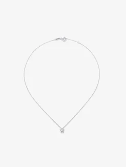 Colgante de oro blanco de 18K con diamante blanco en talla brillante de 0,1 cts y forma de estrella