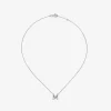 Colgante de oro blanco de 18K con letra M en pavé de 28 diamantes en talla brillante con un total de 0,13 cts