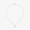 Colgante de oro blanco de 18K con letra A en pavé de 7 diamantes en talla brillante con un total de 0,08 cts