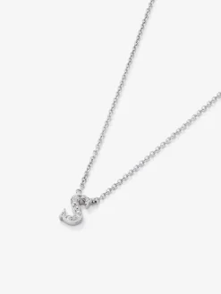 Colgante de oro blanco de 18K con letra S en pavé de 10 diamantes en talla brillante con un total de 0,027 cts