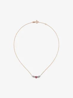 Colgante de oro blanco y oro rosa de 18kt con diamantes y zafiros