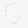 Colgante de oro rosa de 18K con zafiros multicolor con forma de cruz