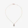 Colgante de oro rosa de 18K con zafiros verdes y multicolor en forma de flor