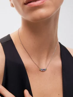 Colgante de plata 925 con amatista morada, topacios azul swiss y peridotos
